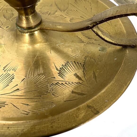 Vintage Pair of Brass Chamberstick Taper Candle Holders India - Picture 4 of 7